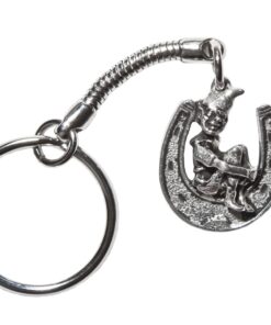 Alternative view of Lucky Polperro Cornish Piskey Horseshoe Pewter Keyring