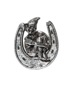 Alternative view of Pewter - Lucky Polperro Cornish Piskey Horseshoe Pin Badge