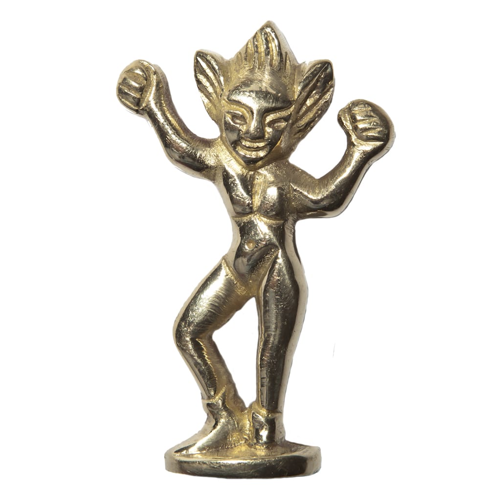 Lucky Cornish Piskey Dancing Brass Statue - Image 2