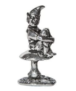 Alternative view of Lucky Polperro Cornish Piskey On a Mushroom Pewter Statue