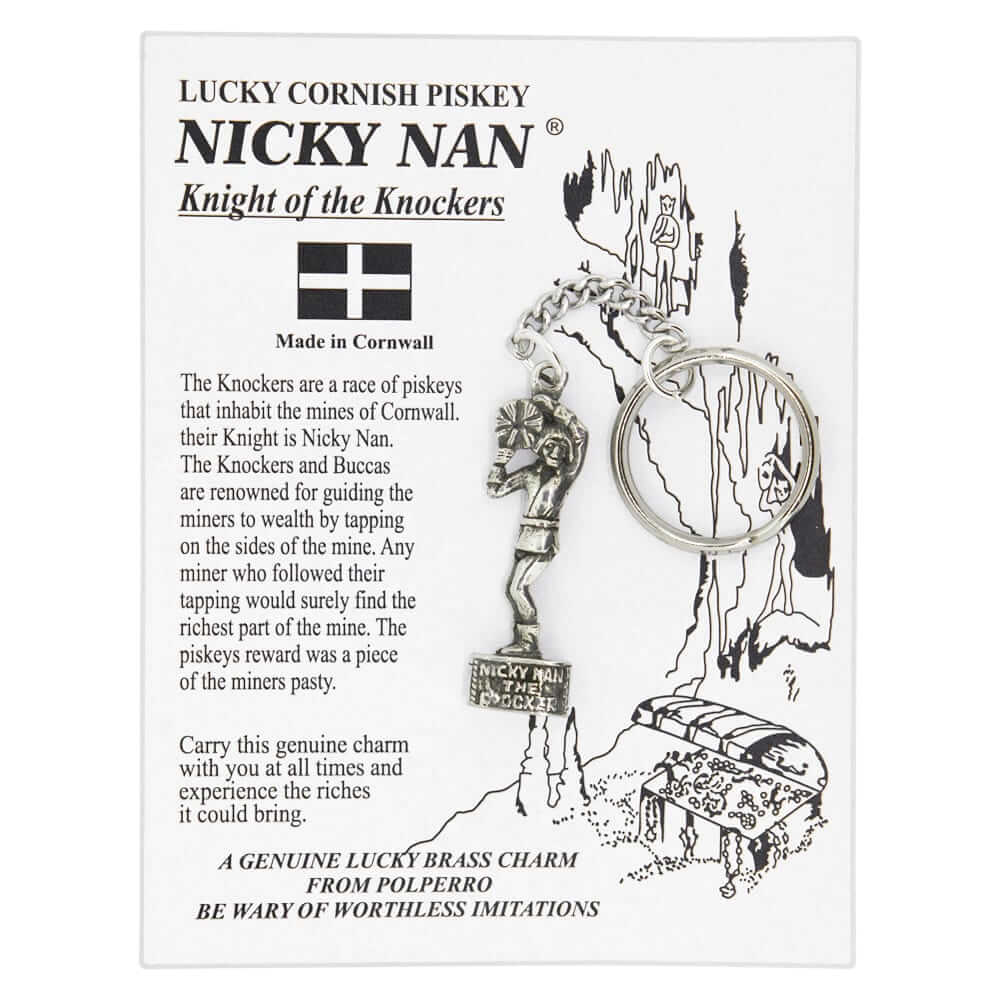 Lucky Cornish Piskey Pewter Keyring Nicky Nan Knight of the Knockers Charm