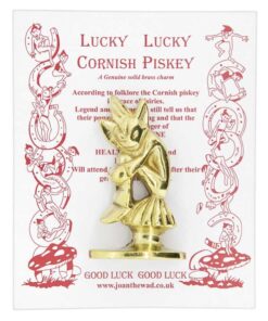 Lucky Cornish Piskey on Mushroom Brass Statue