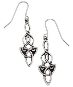Celtic design dragon knot drop earrings on surgical steel wires.