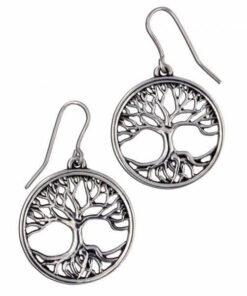 Circular pewter tree of life earrings on surgical steel wires.
