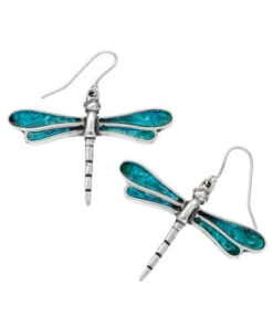 Dragonfly turquoise enameled drop earrings