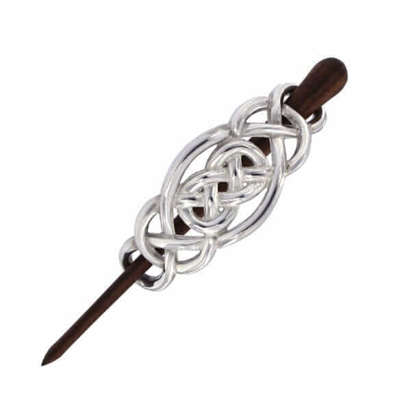 St Justin Jewellery - Celtic knot hairslide - American walnut pin
