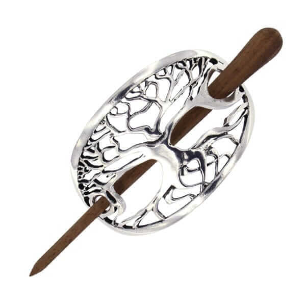 St Justin Jewellery - Tree of life hairslide - American walnut pin