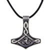 A large pewter Thor pendant with embossed Celtic design featuring a triscele.