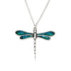 Dragonfly enamelled pendant – beautiful pewter dragonfly pendant with hand-enamelled wings. Comes on an 18″ tin-plated curb chain.
