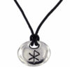 Love bind rune pendant – pewter rune with an engraved runic symbol for love on adjustable black leather thong.