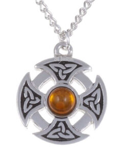 St Justin Jewellery - Triangular knot cross necklet - 18" curb chain - stone choice