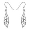 925 sterling silver open leaf drop earrings with polished finish