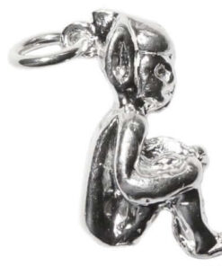 Sterling silver delightful Cornish Piskie charm in a seated position.