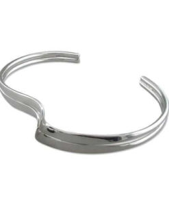 Silver Double Wave Twist Torc Bangle