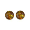 925 sterling silver stud earrings feature simple, round studs crafted from cognac amber The rich golden tones, along with natural inclusions.