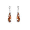 925 sterling silver earrings feature an elegant teardrop design, showcasing warm cognac amber gemstone wrapped in polished sterling silver.