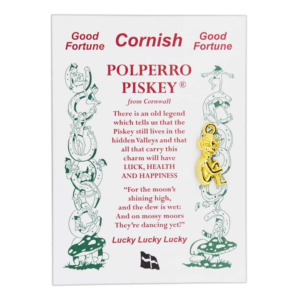 Gold coloured Lucky Cornish Piskey For Health Wealth & Happiness