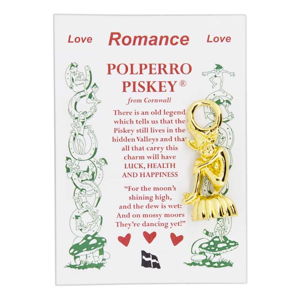 Lucky Cornish Romance Piskey Keyring Charm direct from the pisky headquarters in Polperro Cornwall.