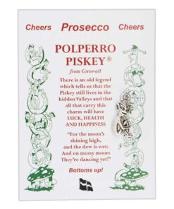 Silver coloured Lucky Cornish Piskey Prosecco Charm.