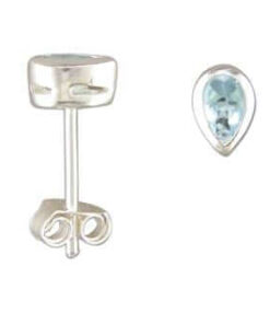 925 sterling silver teardrop stud earrings with blue topaz gemstone