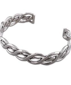 Silver Heavy Open Rope Twist Torc Bangle