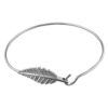 925 sterling silver wire bangle with leaf inspired design set with sparkling cubic zirconia's.