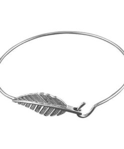 925 sterling silver wire bangle with leaf inspired design set with sparkling cubic zirconia's.