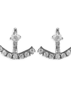 Cornish-Silver Cubic Zirconia Stud and Curve Back-to-Front Ear Jacket Stud