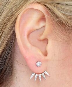 Alternative view of Cornish-Silver Small Multi-Cubic Zirconia Ear Jacket Stud