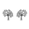 925 sterling silver Tree of Life stud earrings with polished finish