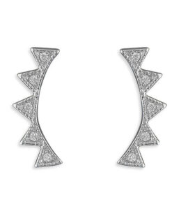 Cornish-Silver Cubic Zirconia Serrated Ear Climber