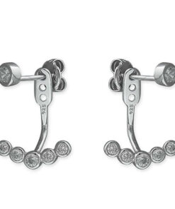 Cornish-Silver Small Multi-Cubic Zirconia Ear Jacket Stud