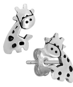925 Sterling Silver oxidized Giraffe Push-Back Earrings blend playful design with timeless elegance.