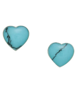 925 Sterling Silver Heart Push-Back Earrings. These charming earrings feature a classic heart design, beautifully enhanced with vibrant turquoise resin for a playful touch.