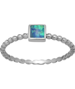 Cornish-925 Sterling Silver Square Opal Ring