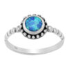 Cornish-925 Sterling Silver Round Opal Ring