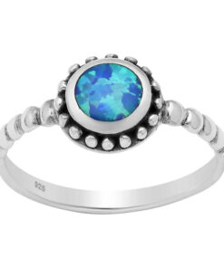 Cornish-925 Sterling Silver Round Opal Ring