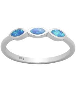 Cornish-925 Sterling Silver Opal Trio Ring