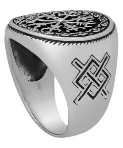 Cornish-925 Sterling Silver Viking Vegvisir Amulet Ring - Image 2
