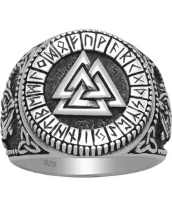 Cornish-925 Sterling Silver Celtic, Snake and Valknut Ring