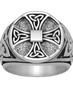 Cornish-925 Sterling Silver Celtic Knot Cross Ring
