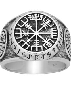 Cornish-925 Sterling Silver Celtic and Viking Vegvisir Amulet Ring