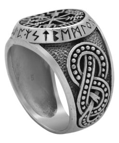 Cornish-925 Sterling Silver Celtic and Viking Vegvisir Amulet Ring - Image 2