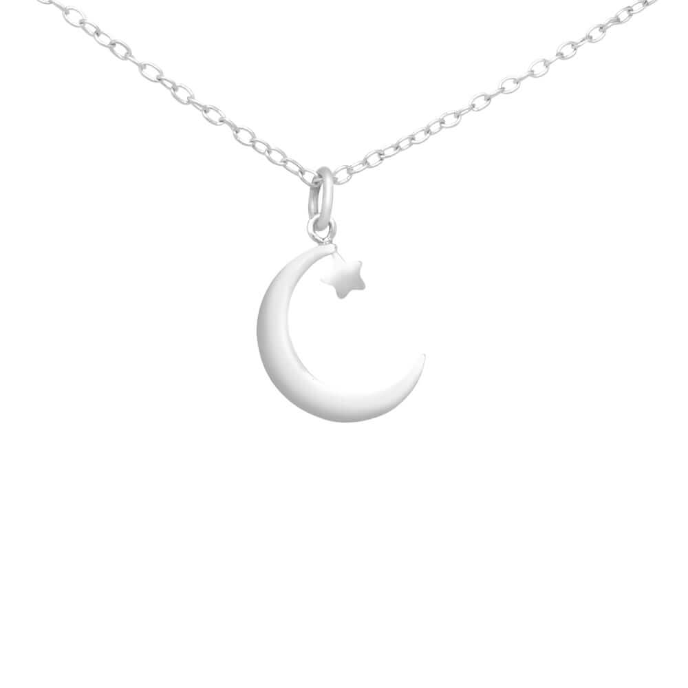Stunning 925 Sterling Silver Moon and Star Pendant. Perfect for adding a touch of celestial elegance to any outfit, this exquisitely crafted piece shines with timeless beauty. Made from high-quality 925 hallmark sterling silver, it guarantees both durability and a radiant finish.