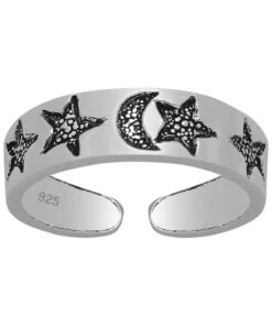Sterling Silver Moon & Stars Toe Ring by Cornish