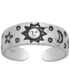 Sterling Silver Sun Moon & Stars Toe Ring by Cornish