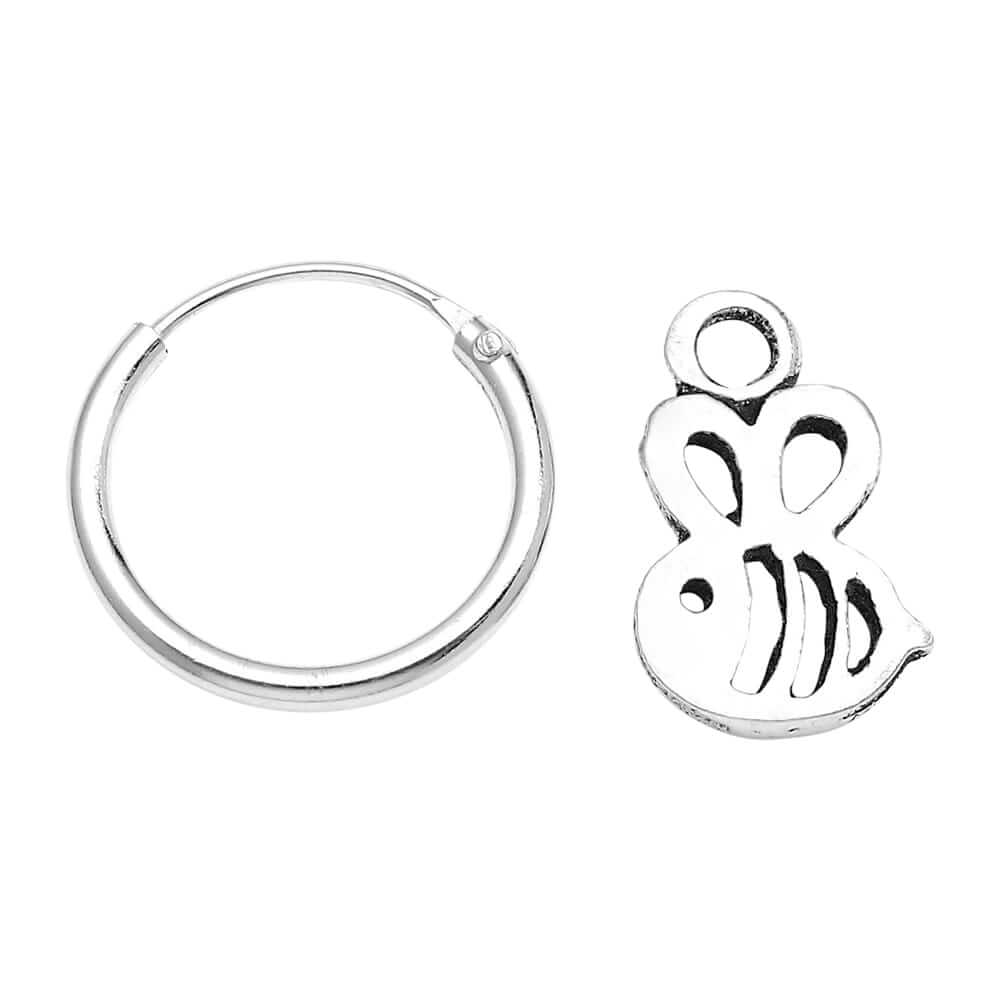 Sterling Silver Bee Hoop Earrings by Cornish - Image 2
