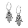 Sterling Silver Oxidized Hamsa Hoop Earrings! Crafted from 925 sterling silver with a beautiful oxidized finish, these earrings are not only stylish but also meaningful.