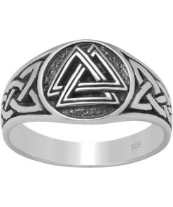 Cornish-925 Sterling Silver Celtic Knot and Valknut Ring