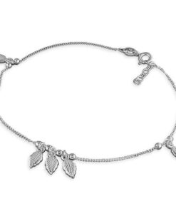 925 sterling silver anklet with leaf charms